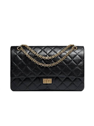 255  CalBNkin Gold Tone Metal Large Flap Shoulder Bag Black Chanel