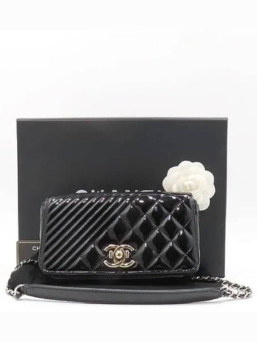 A92796 Black  Chevron COCO Boy Silver Logo Chain Shoulder Bag Chanel
