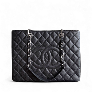 Chanel GST Grand Shopping Tote - Togo/epsom/caviar/clemence/callfskin/cowhide/lambskin Quilted Grained CalBNkin Black Silver Hardware Series 19