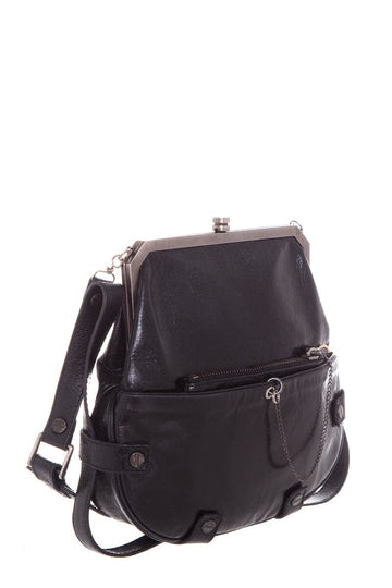 Lanvin  Black Aged Leather Shoulder Bag