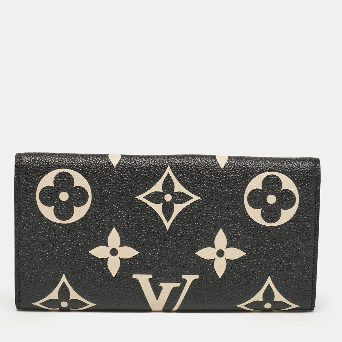 Louis Vuitton Black/beige Giant Monogram Empreinte Leather Emilie Wallet