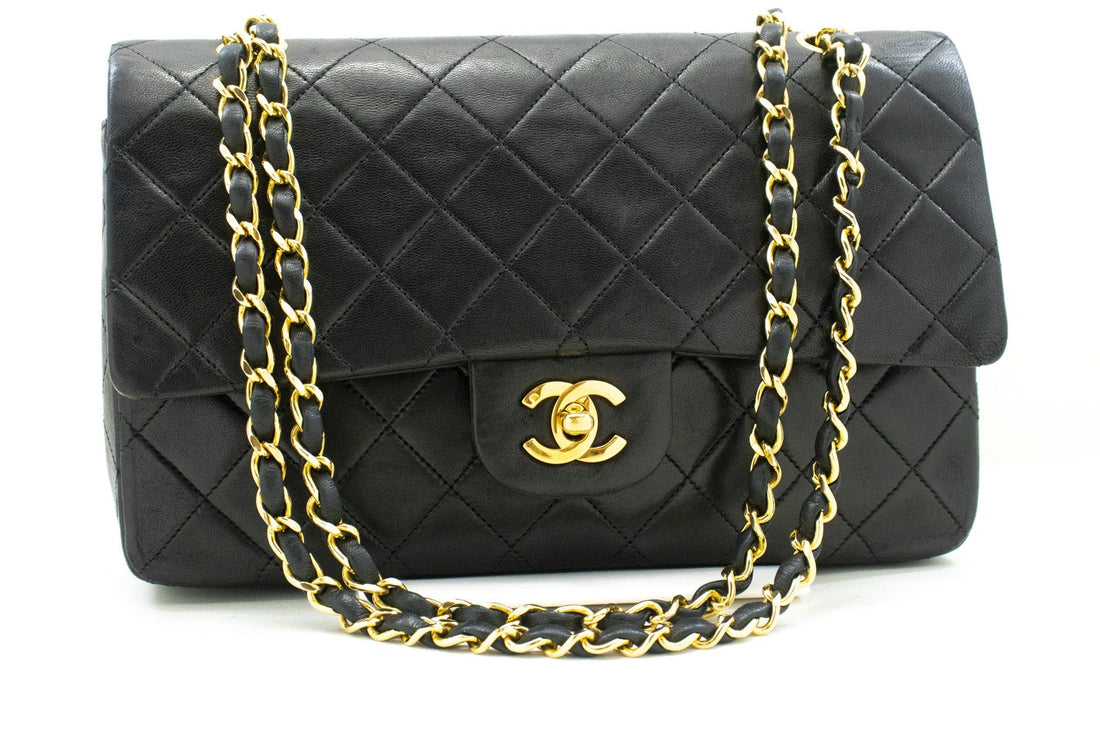 Top Quality Chanel Classic Double New 10" Chain Shoulder Bag Black Lambskin