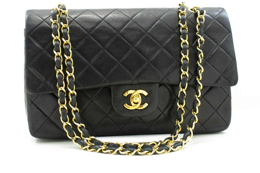 Chanel Classic Double New " Chain Shoulder Bag Black Lambskin