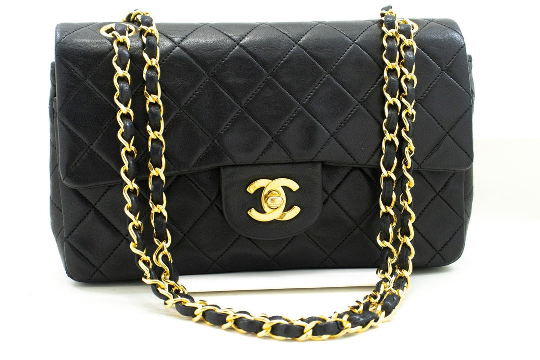 Top Quality Chanel Classic Double New 9" Chain Shoulder Bag Black Lambskin