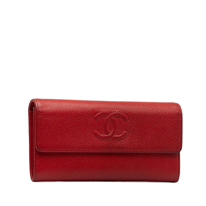 Chanel Cocono mark Long Wallet Red Caviar   Chanel