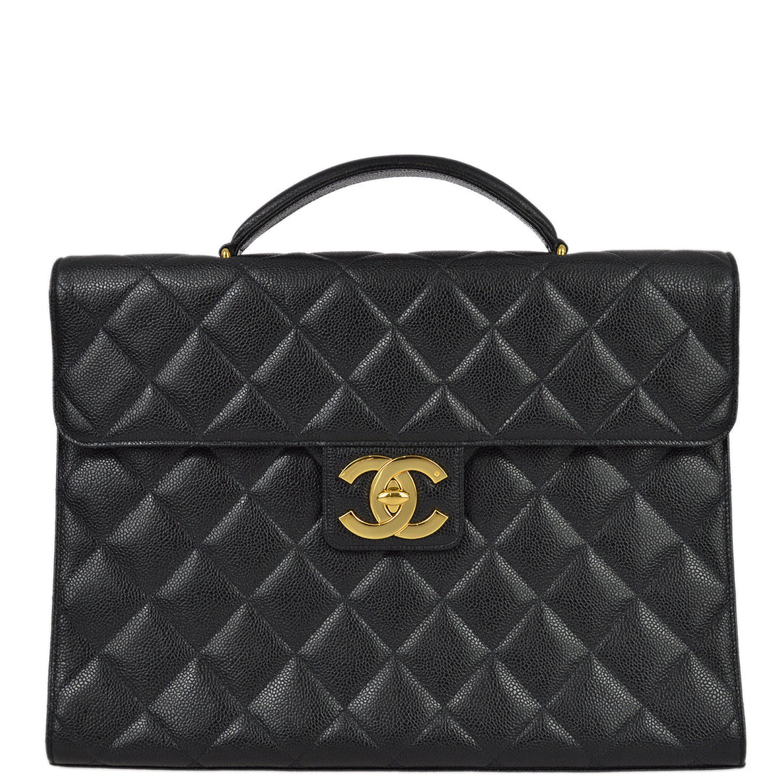 Chanel Black Caviar Briefcase Business Handbag