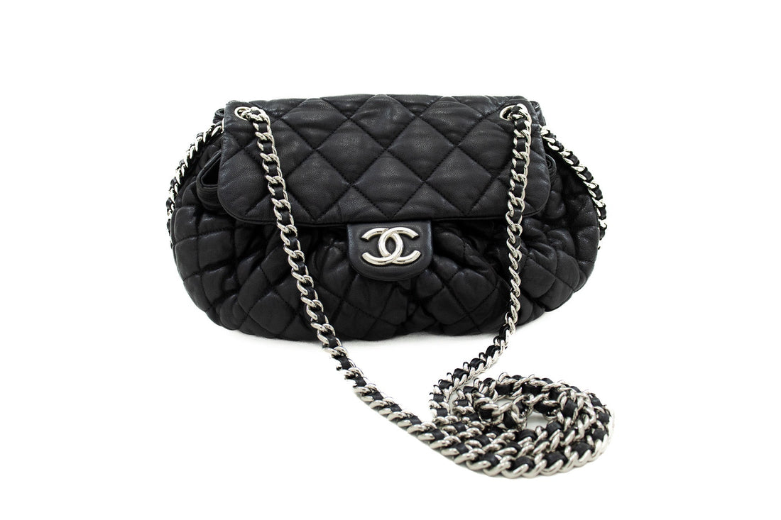 Top Quality Chanel Chain Around Shoulder Bag Crossbody Black Calfskin Leather