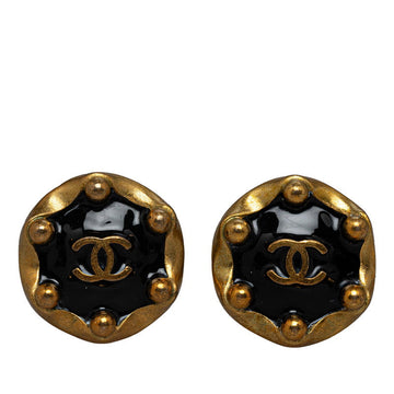 Chanel  Coco Round Earrings Gold Black   Chanel