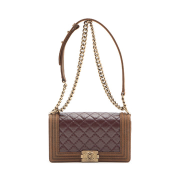 Chanel Boy  Chanel Leather X Sword Chain Shoulder Bag Brown Gold  18th