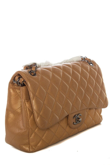 Chanel Gold Pearly JUmbo Caviar Double Flap  Handbag
