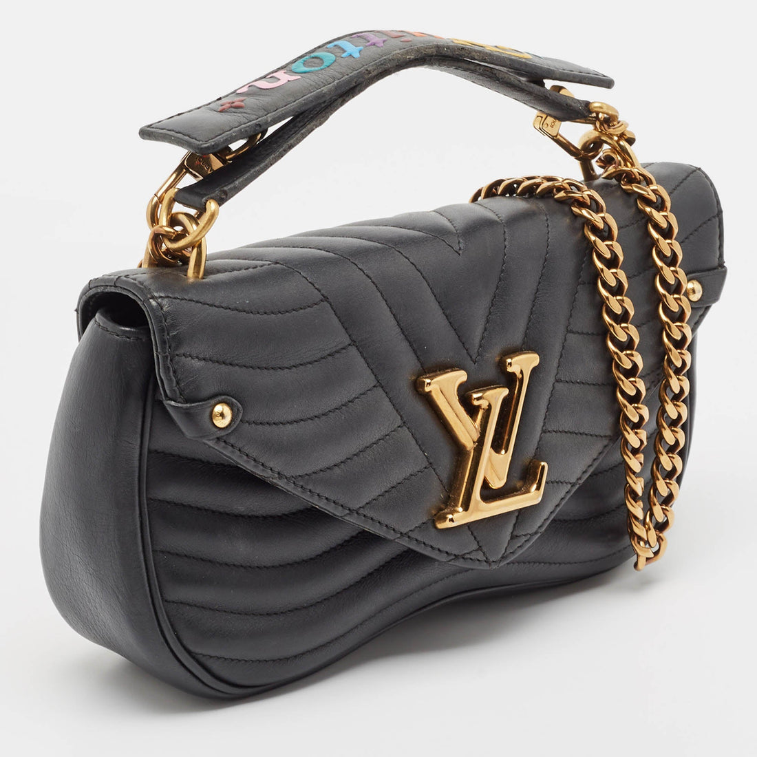 Louis Vuitton Black Leather Chain New Wave Mm Bag