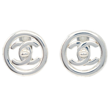Chanel CC Turnlock Round Earrings Clip-On Silver 97P