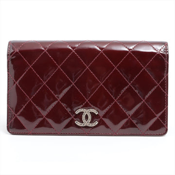 Chanel Coco  Leather Wallet Bordeaux Silver  18th