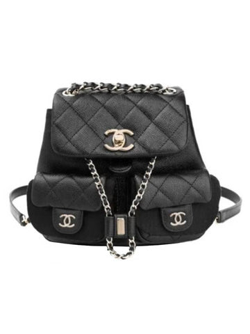 Gold Hardware Two-pocket CalBNkin Small Backpack Black Chanel