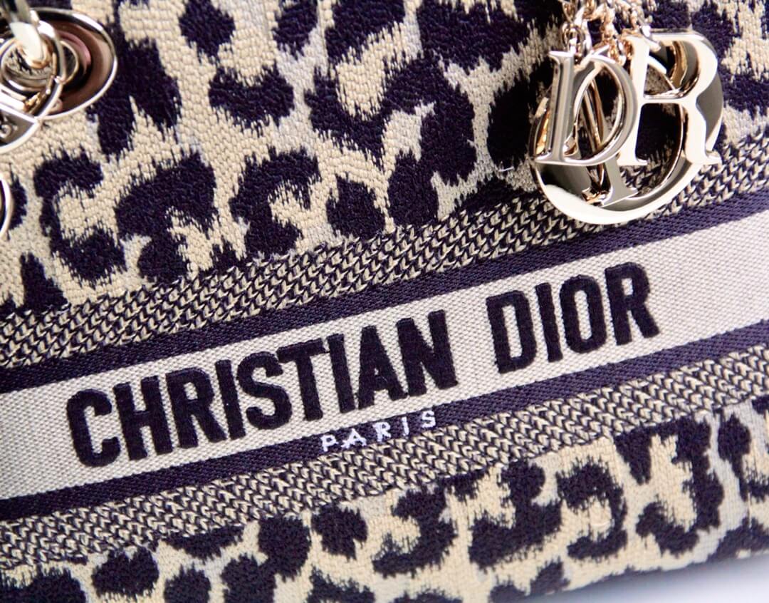 DIR 44532 Lady D-Lite Handbag shoulder bag cross body bags mini 17cm 24cm Leopard Print light yellow