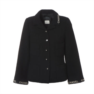 Chanel Coconut Button 95A Wool  Nylon Jacket 38  Black P05747V04386 Twid Logo Stitching