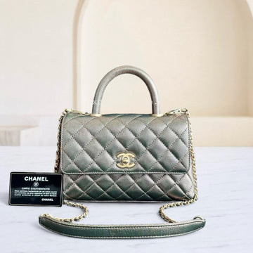 Chanel Togo/epsom/caviar/clemence/callfskin/cowhide/lambskin Coco Handle Small Grained CalBNkin Metallic Silver Golden Hardware Series 28