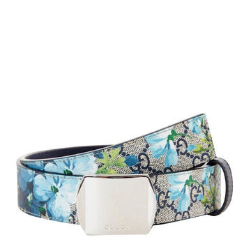 Gucci Unisex  Buckle GG Supreme Coated Canvas Belt With Box
