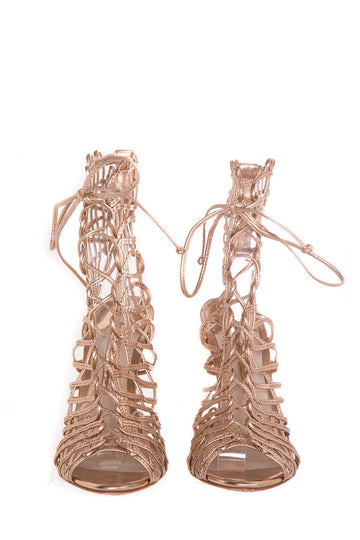 Sophia Webster Rose Gold Leather Lace up Heels SZ 37