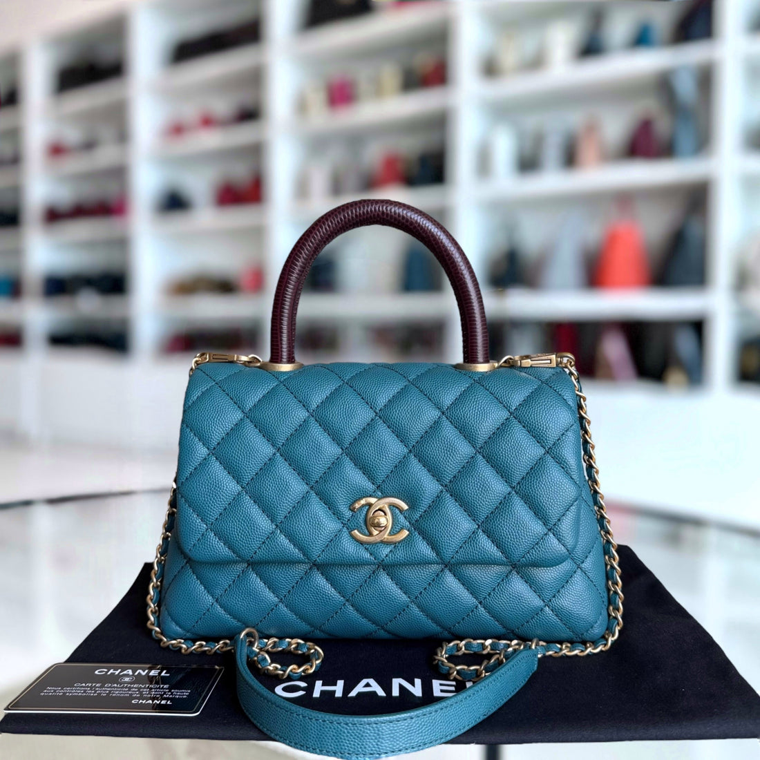Chanel Coco Handle Small - Togo/epsom/caviar/clemence/callfskin/cowhide/lambskin Quilted Blue Gold Hardware Series 28