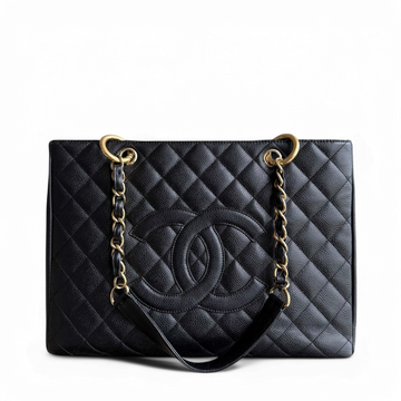 Chanel GST Grand Shopping Tote - Togo/epsom/caviar/clemence/callfskin/cowhide/lambskin Quilted Black Gold Hardware Series 11