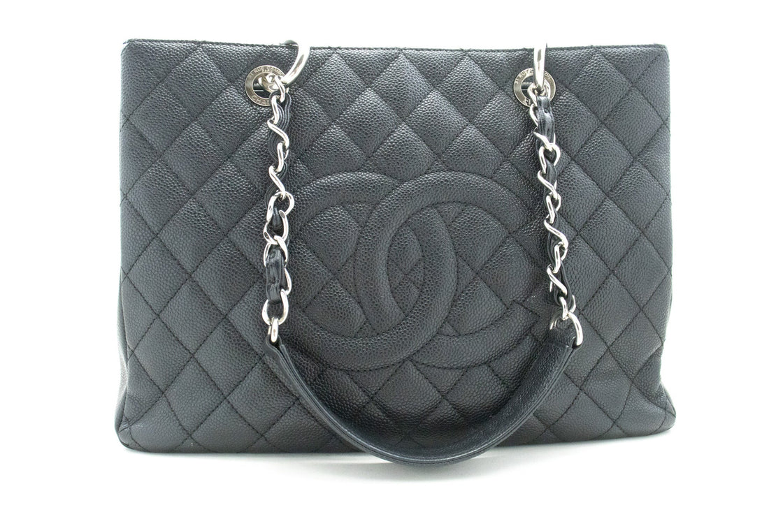 Top Quality Chanel Caviar GST 13" Grand Shopping Tote Chain Shoulder Bag Black