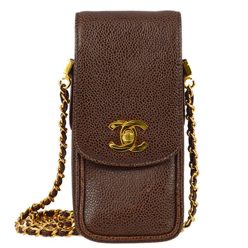 Chanel Brown Caviar Chain Shoulder Bag Pouch