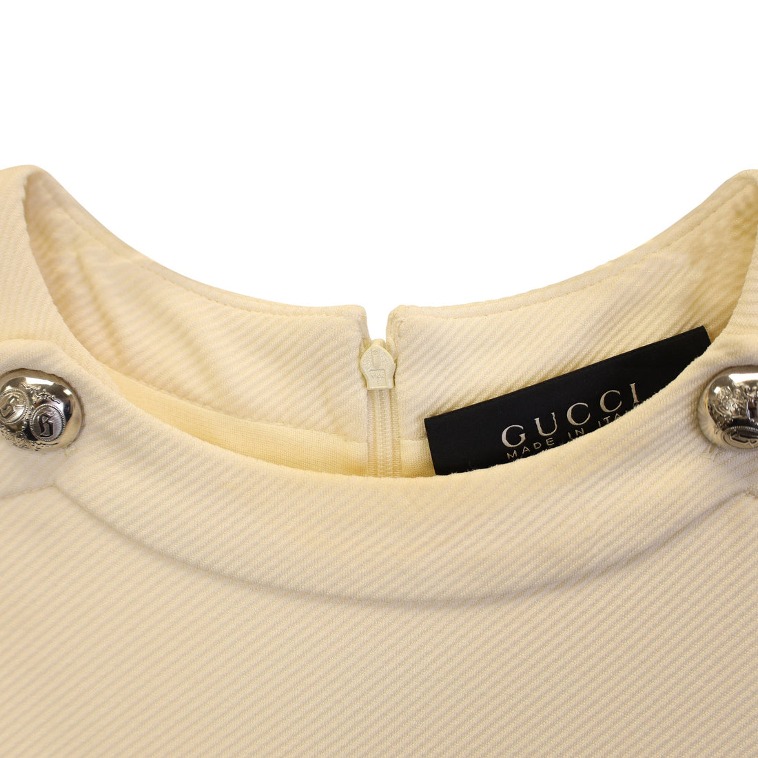 Gucci Button Detail Shift Dress in Cream Cotton