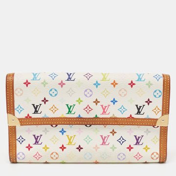 Louis Vuitton White/multicolor Monogram Canvas Porte Tresor International Wallet