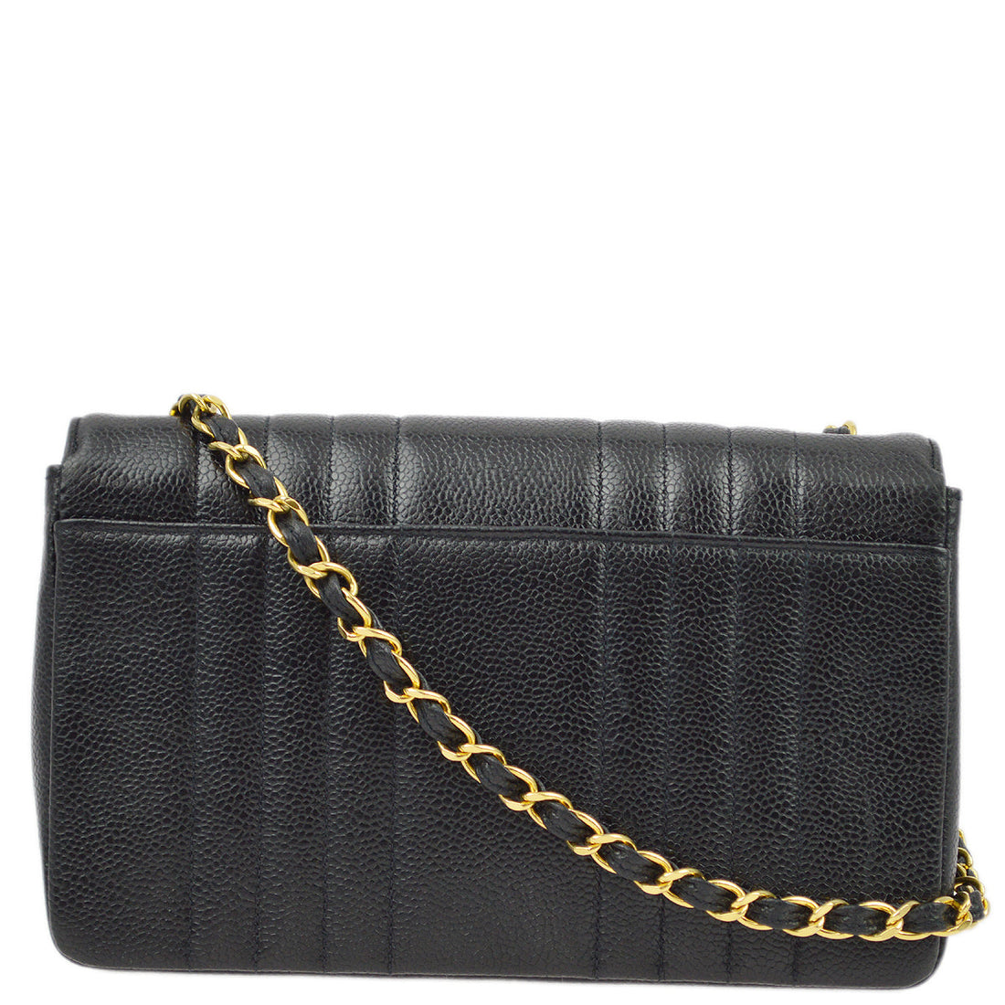 Chanel Black Caviar Classic Flap Mademoiselle Chain Shoulder Bag