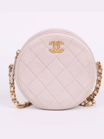 CC gold plated  pink small round chain bag AS1898 Chanel