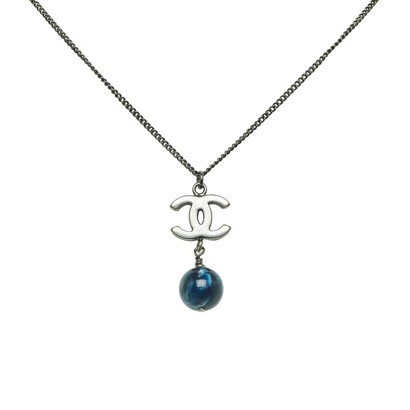 Chanel Cocono mark Colour Stone Collar Blue Black Silver Metal  Chanel