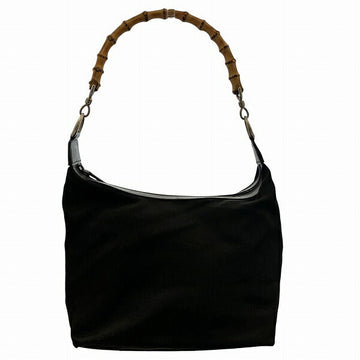 Gucci Bamboo Nylon Leather Handbag