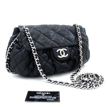 Top Quality Chanel Chain Around Shoulder Bag Crossbody Black Calfskin Leather