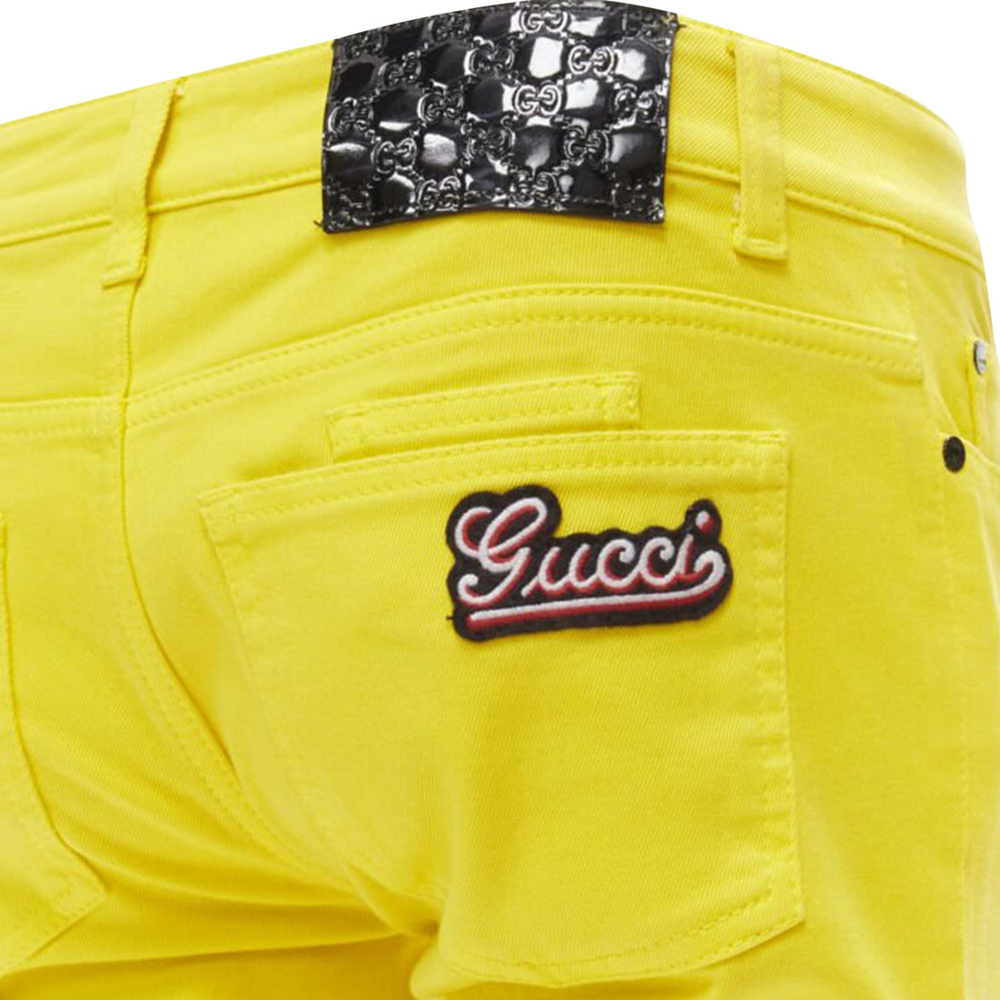 Gucci GG logo embroidery  tag knee length jeans
