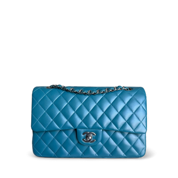Chanel Classic Flap Medium - 25CM Quilted Lambskin Blue Silver Hardware Series 15