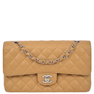 Chanel 2004-2005 Classic Double Flap Medium Beige Caviar