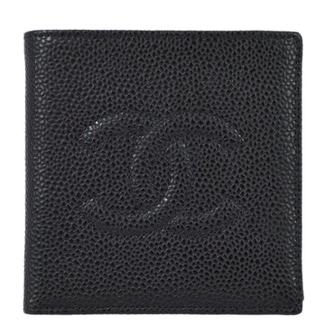 Chanel 2000-2002 Black Caviar Bifold Wallet Purse