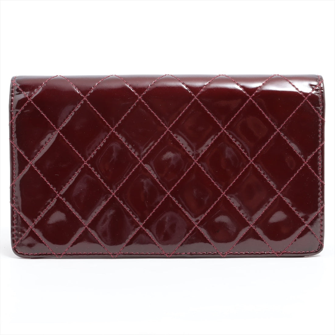 Chanel Coco  Leather Wallet Bordeaux Silver  18th