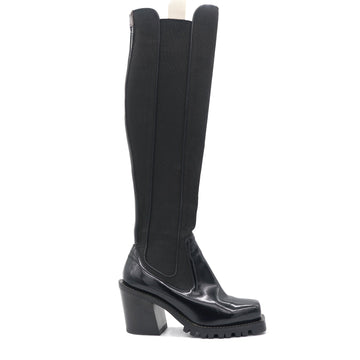 Louis-vuitton Black Fabric and Patent Leather Knee Length Boots Size 39