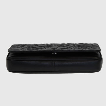 Black Camellia Embossed Flap Bag