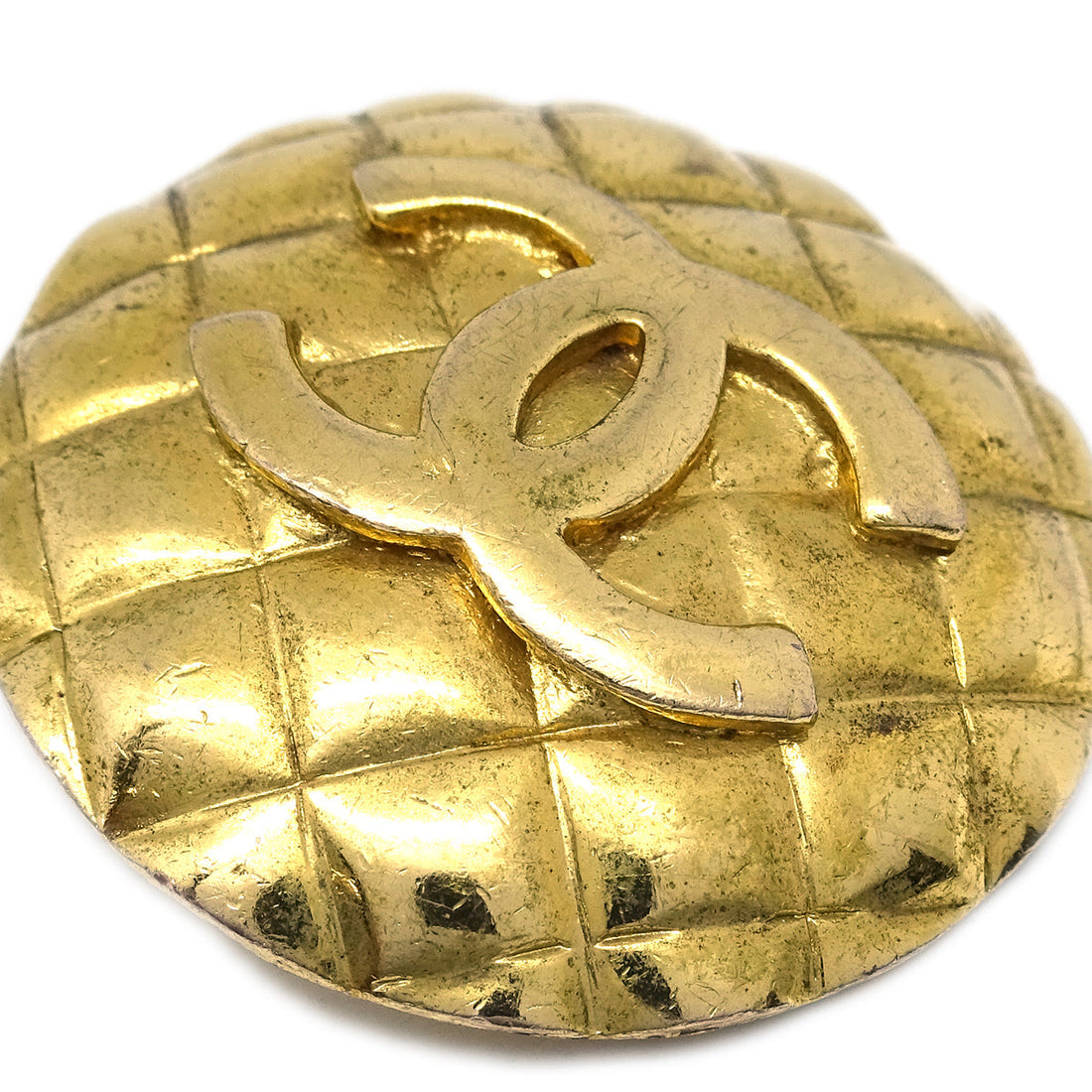 Chanel Button Earrings Clip-On Gold 2400