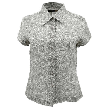 Chanel Short Sleeve Shirt White Black 99P #36