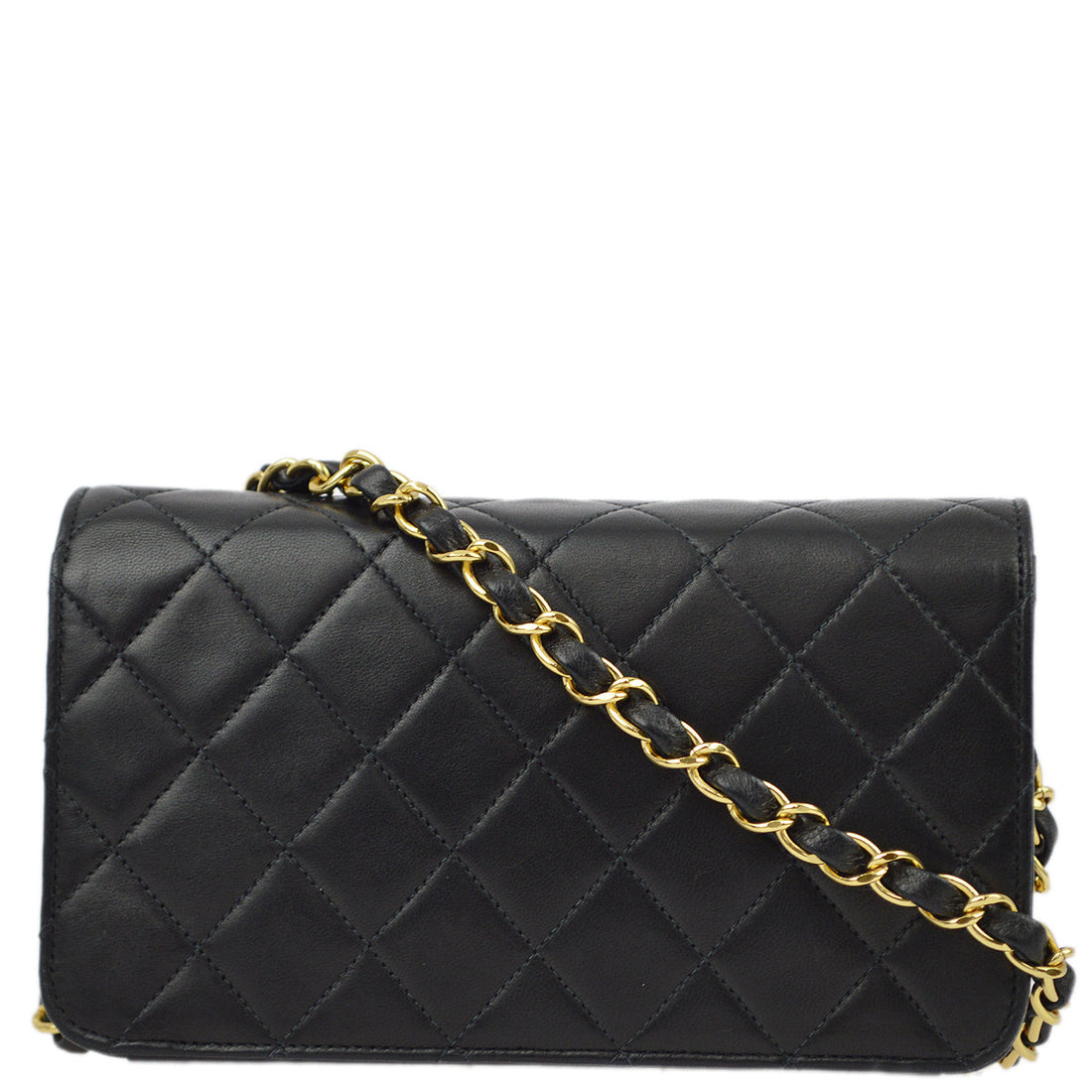 Top Quality Chanel 2000-2001 Black Lambskin Pushlock Mini Full Flap Shoulder Bag