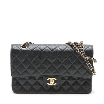 Chanel Matrasse 25 Caviar S Double Flap Double Chain Bag Black Silver  8th A01112