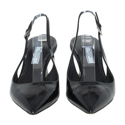Prada  Leather Logo Slingback Pumps