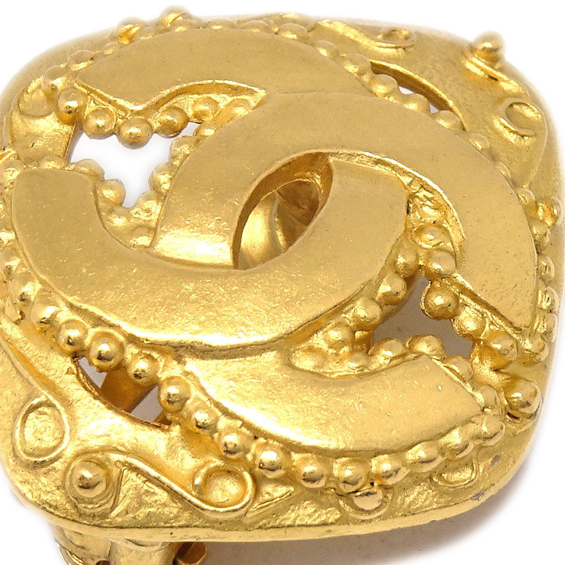Chanel Rhombus Earrings Clip-On Gold 96A