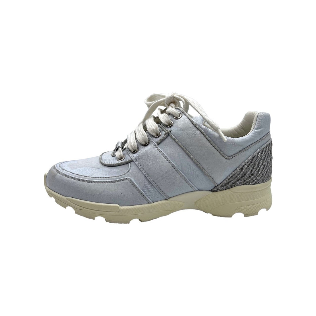 Chanel Shoes CC Low-Top Sneakers Sky Blue Sz 37