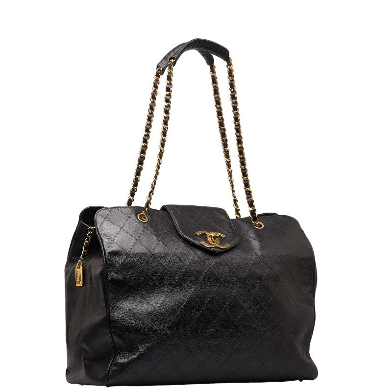 Chanel Super Model Bag Coco Chain Tote Bag One-Shoulder Bag Black Leather  CHANEL