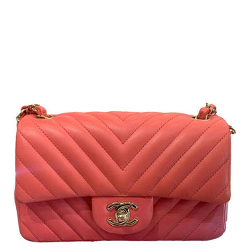 Pearl Street Bags Chanel Mini Flap Quilted Chevron Leather Crossbody Bag Red